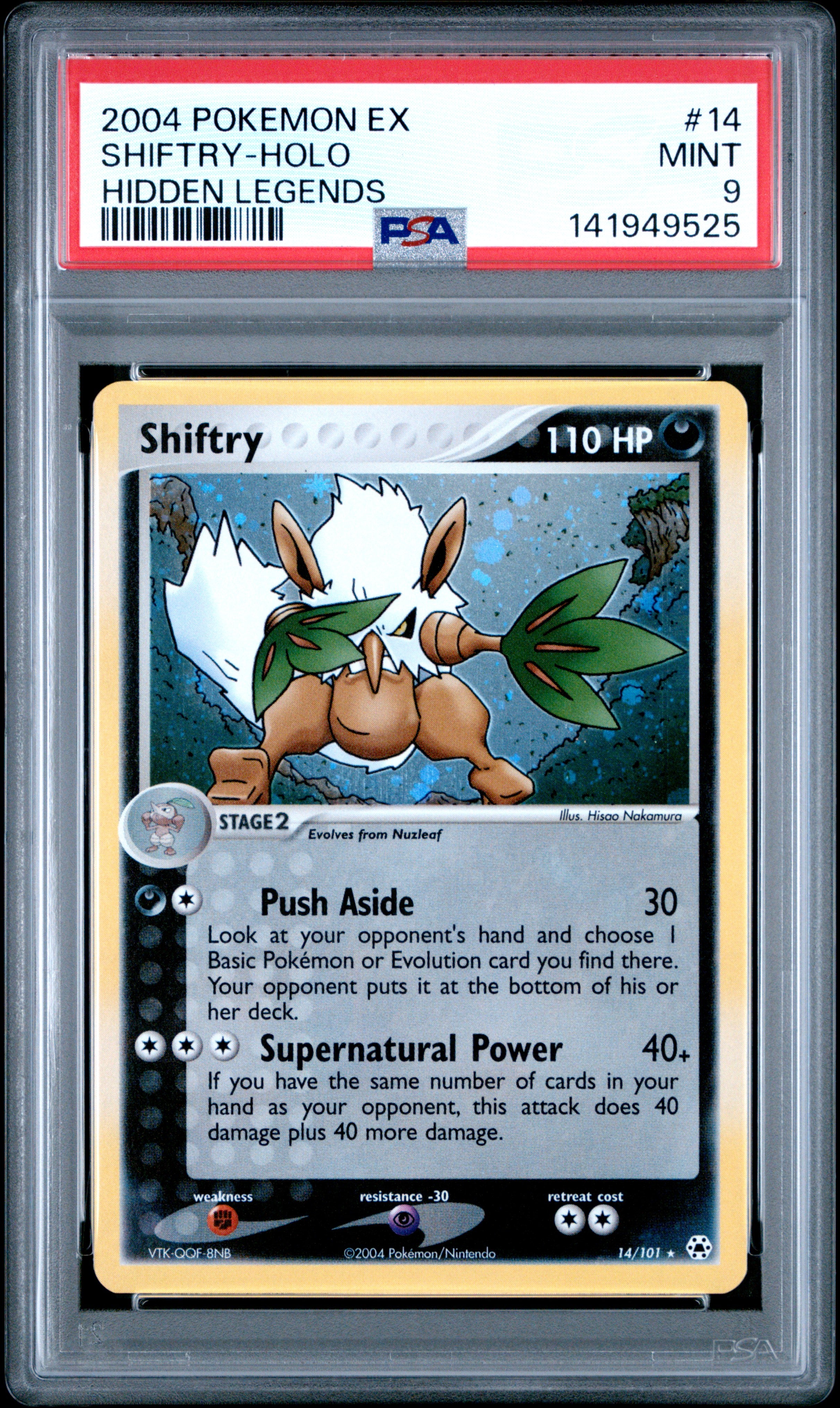 2004 Pokemon Ex Hidden Legends #14 Shiftry Holo PSA 9