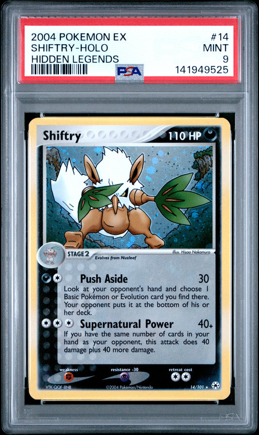 2004 Pokemon Ex Hidden Legends #14 Shiftry Holo PSA 9