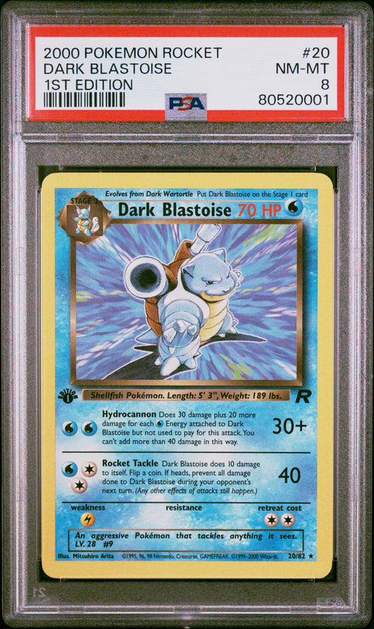 2000 Pokemon Rocket #20 Dark Blastoise 1st Edition PSA 8