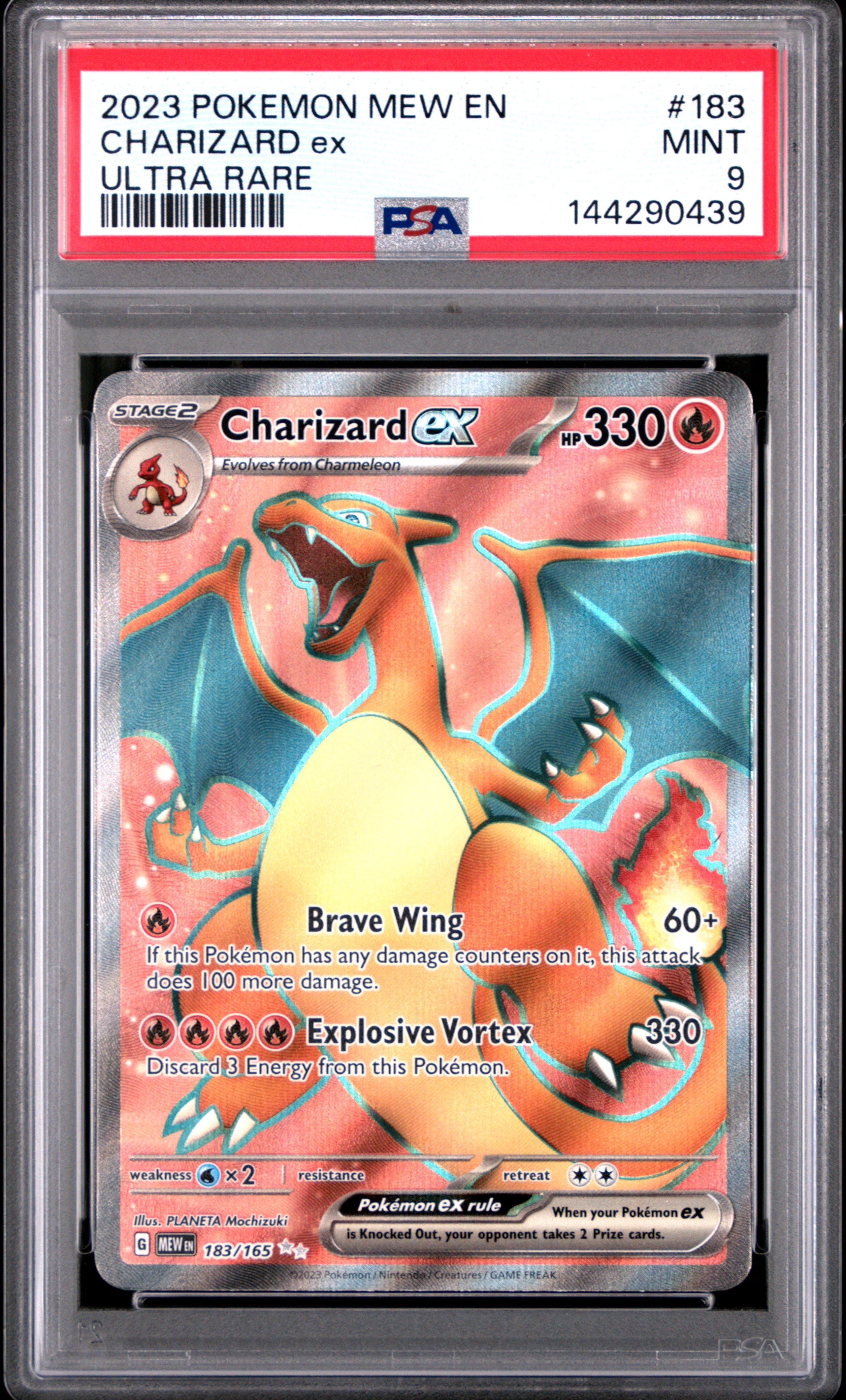 2023 Pokemon Mew En-151 #183 Charizard Ex Ultra Rare PSA 9