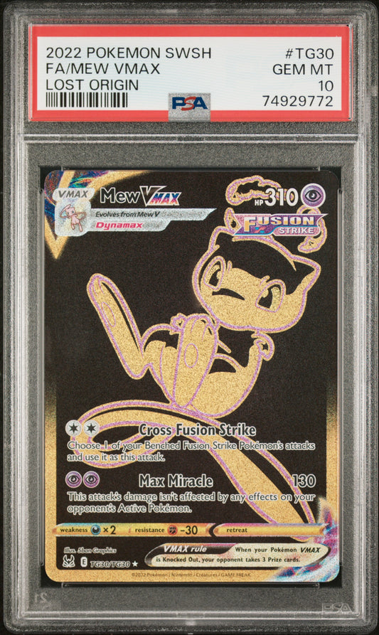 2022 Pokemon Sword & Shield Lost Origin #TG30 Fa/Mew Vmax PSA 10