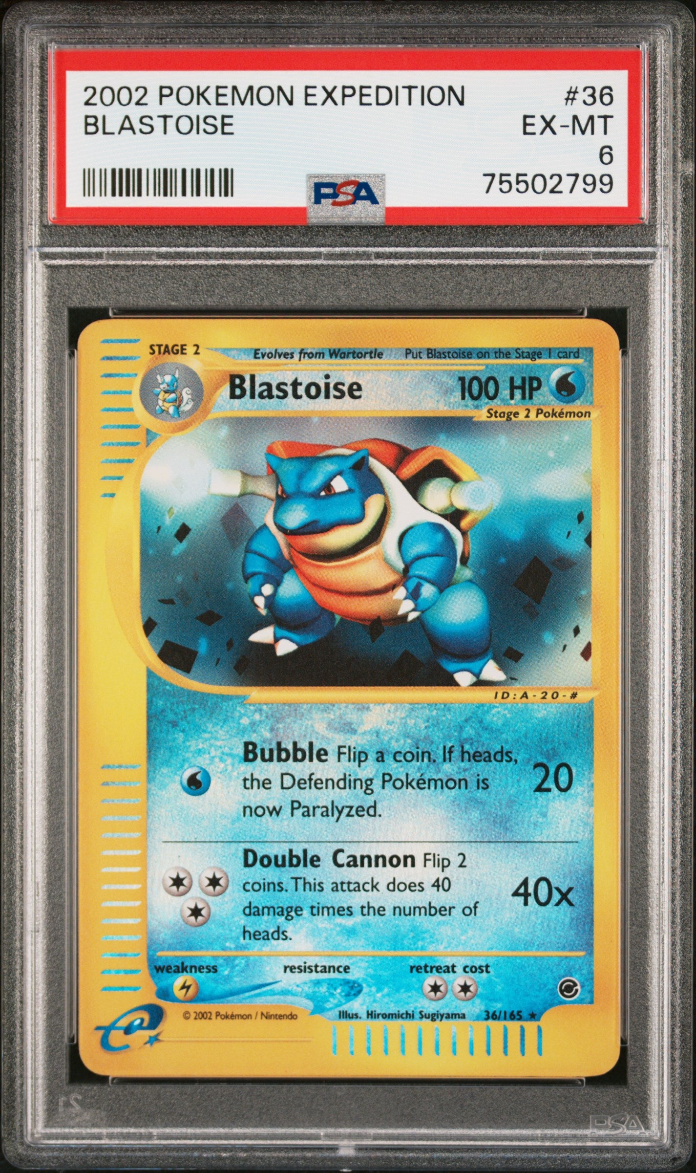 2002 Pokemon Expedition #36 Blastoise Reverse PSA 6 (Mislabelled)