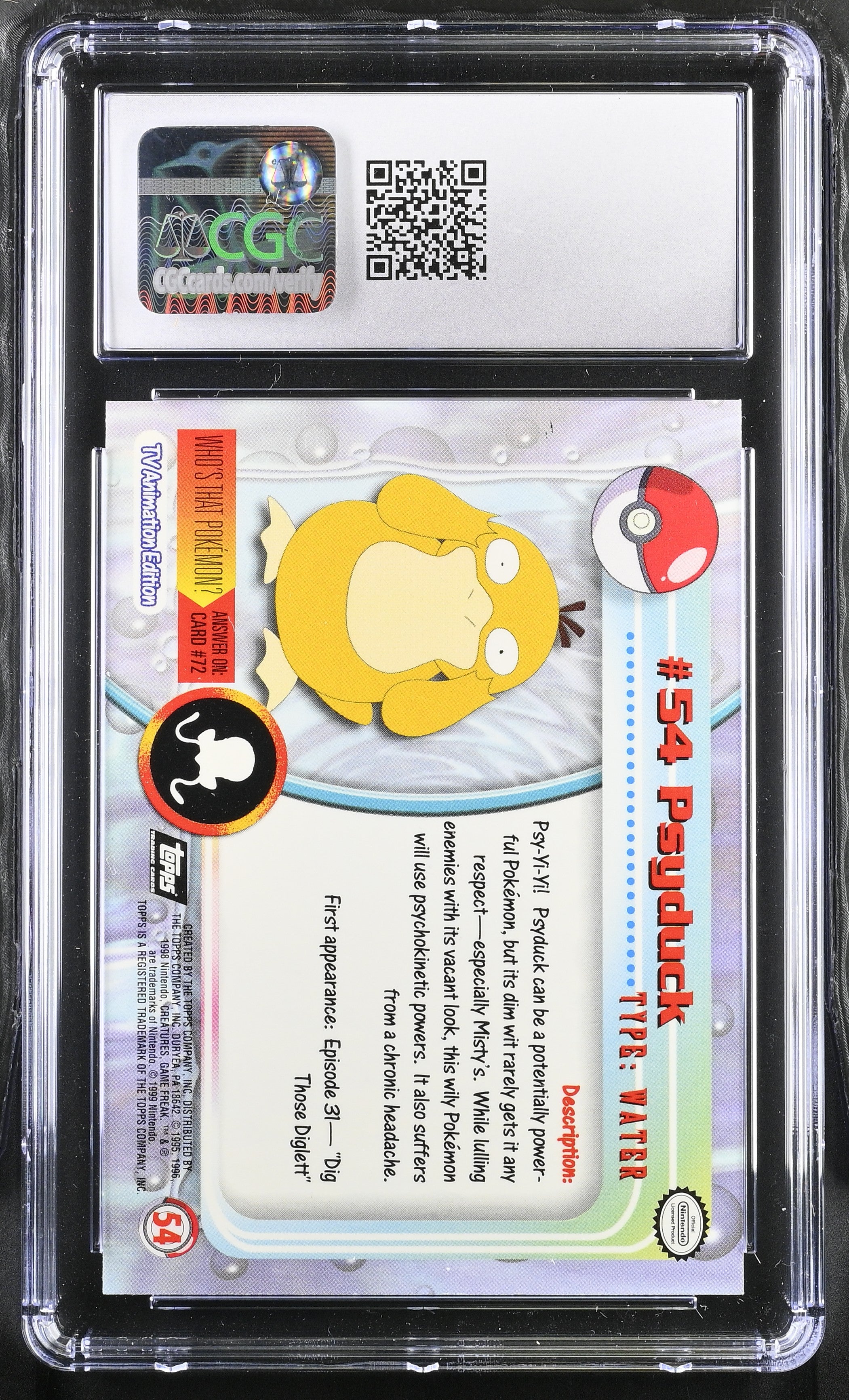 1999 Topps Pokemon Series 1 #54 Psyduck CGC 8.5