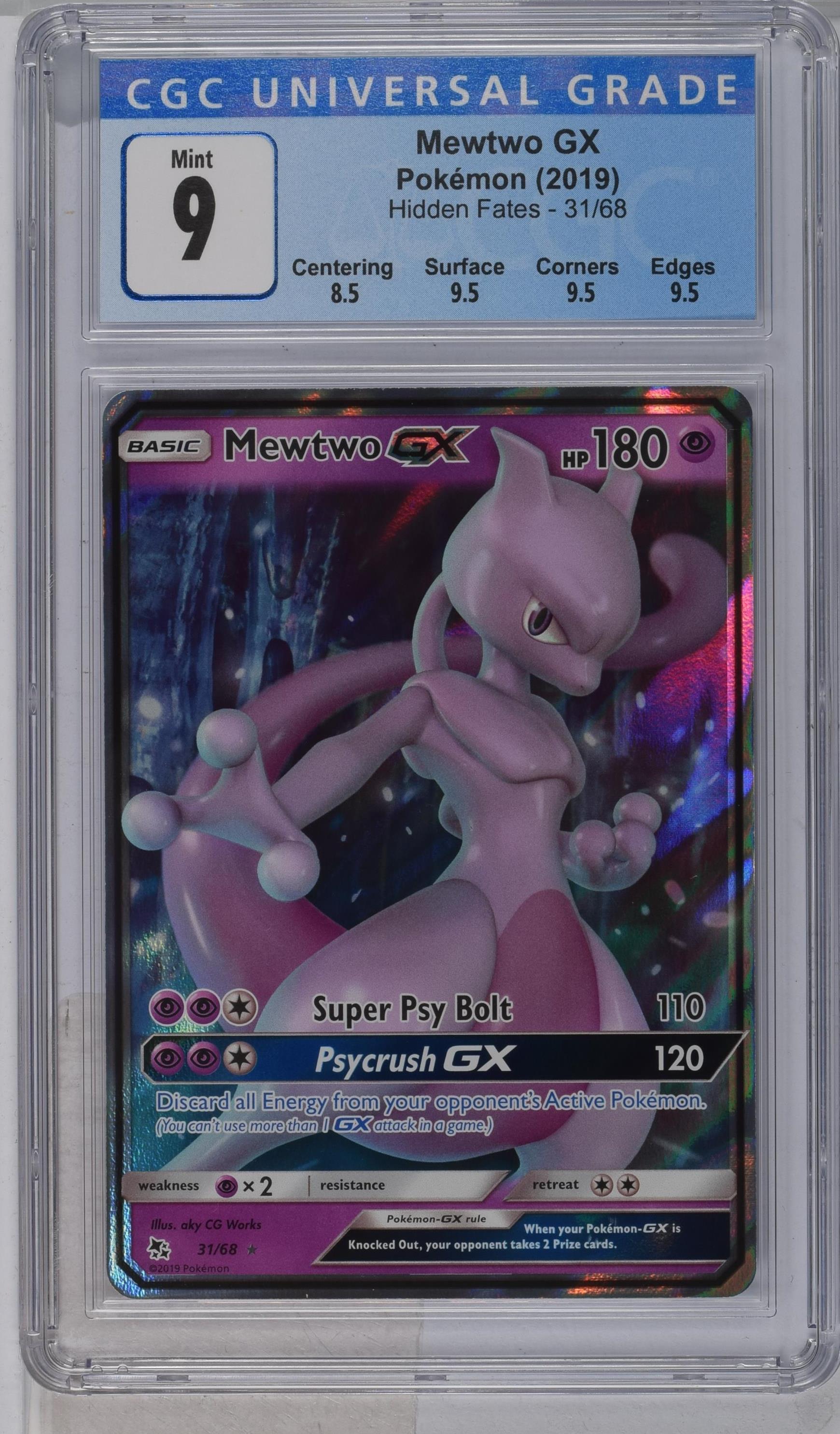 2019 Pokemon Hidden Fates #31/68 Mewtwo GX CGC 9