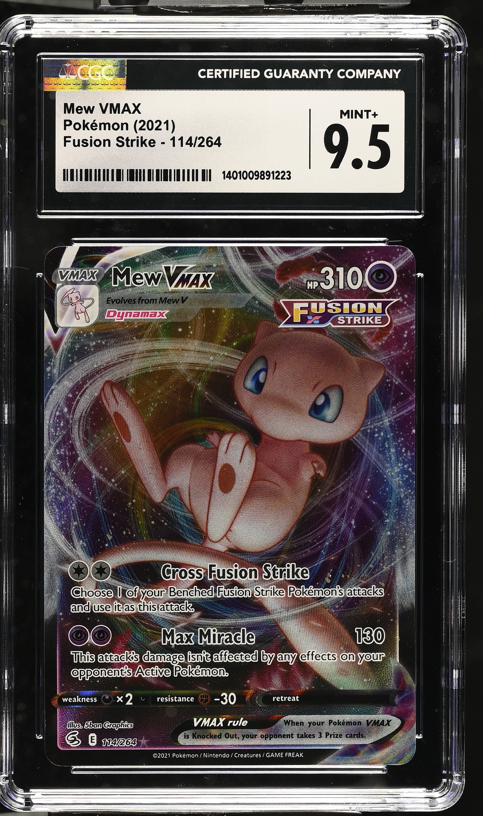 2021 Pokemon Fusion Strike #114/264 Mew VMAX CGC 9.5