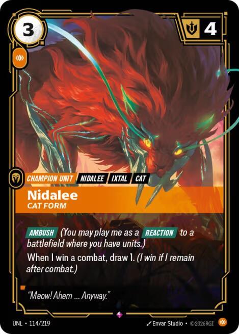 Riftbound TCG Unleashed #114/219 Nidalee - Cat Form Rare