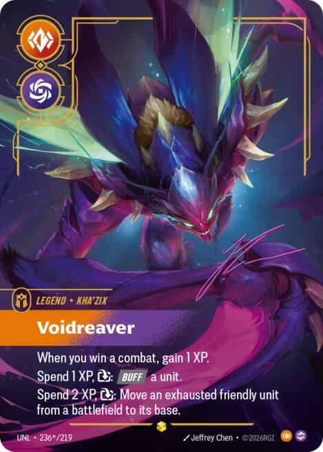 Riftbound TCG Unleashed #236*/219 Kha'Zix - Voidreaver (Signature) Showcase