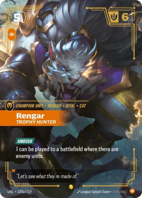 Riftbound TCG Unleashed #120a/219 Rengar - Trophy Hunter (Alternate Art) Showcase