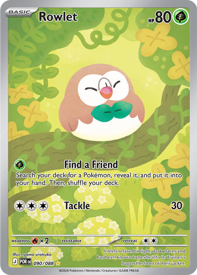 2026 Pokemon ME03: Perfect Order 090/088 Rowlet - 090/088 Illustration Rare