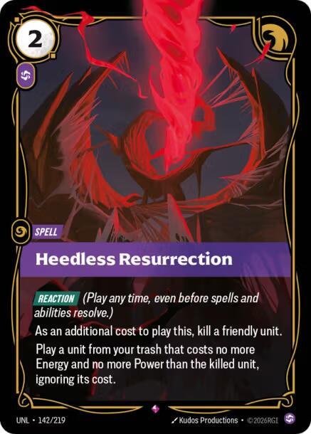 Riftbound TCG Unleashed #142/219 Heedless Resurrection Rare