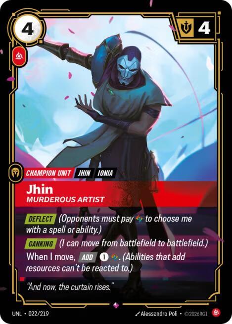 Riftbound TCG Unleashed #022/219 Jhin - Murderous Artist Rare Foil
