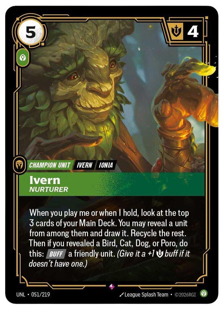 Riftbound TCG Unleashed #051/219 Ivern - Nurturer Rare Foil