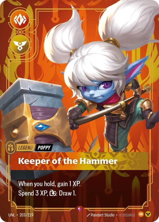 Riftbound TCG Unleashed #203/219 Poppy - Keeper of the Hammer Rare Foil