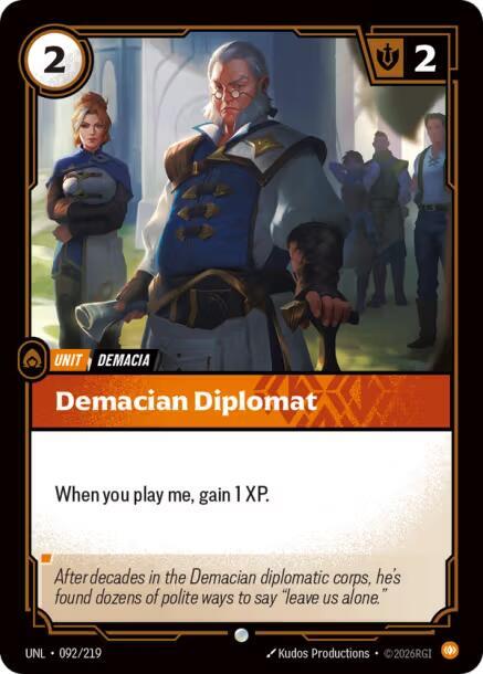 Riftbound TCG Unleashed #092/219 Demacian Diplomat Common