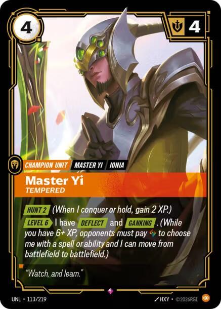Riftbound TCG Unleashed #113/219 Master Yi - Tempered Rare