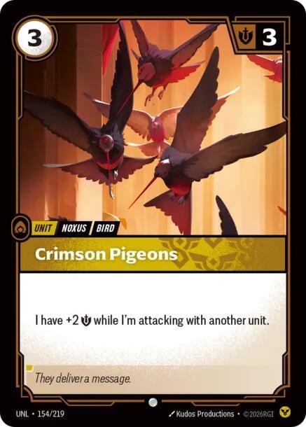 Riftbound TCG Unleashed #154/219 Crimson Pigeons Common Foil