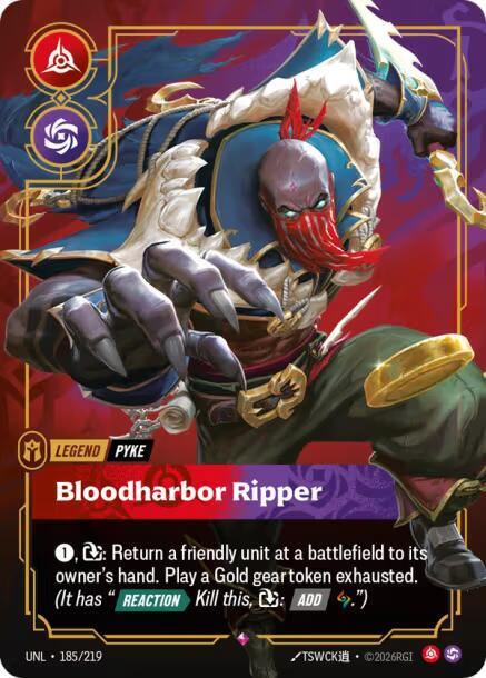 Riftbound TCG Unleashed #185/219 Pyke - Bloodharbor Ripper Rare Foil