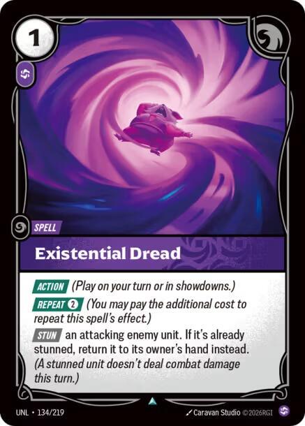 Riftbound TCG Unleashed #134/219 Existential Dread Uncommon Foil