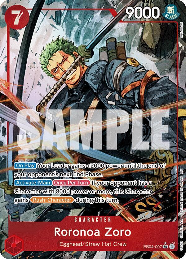 One Piece TCG EB04-007 Roronoa Zoro (EB04-007) (Alternate Art) SR Character NM