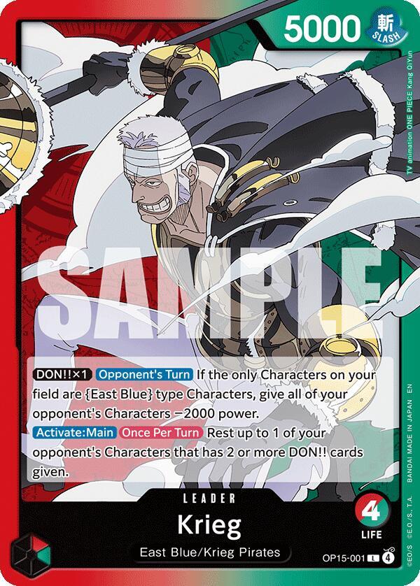 One Piece TCG OP15-001 Krieg (OP15-001) L Leader NM