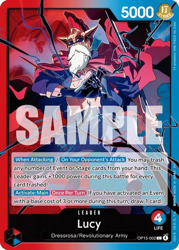 One Piece TCG OP15-002 Lucy L Leader NM