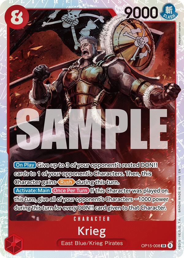 One Piece TCG OP15-008 Krieg (OP15-008) SR Character NM
