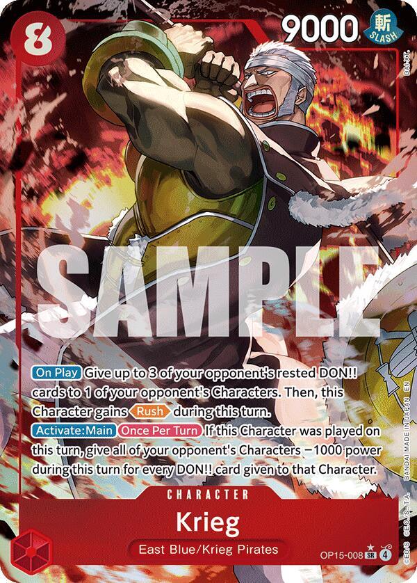 One Piece TCG OP15-008 Krieg (OP15-008) (Alternate Art) SR Character NM