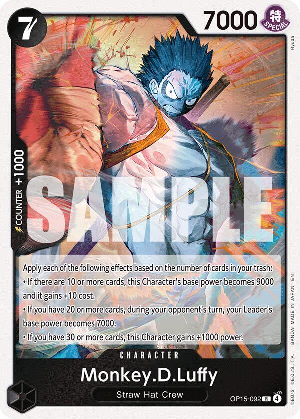 One Piece TCG OP15-092 Monkey.D.Luffy (OP15-092) R Character NM