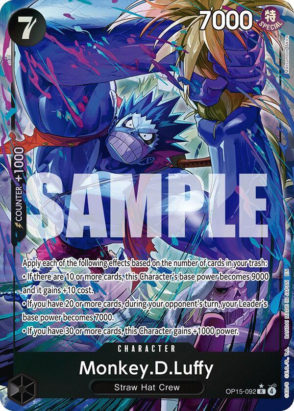 One Piece TCG OP15-092 Monkey.D.Luffy (OP15-092) (Alternate Art) R Character NM