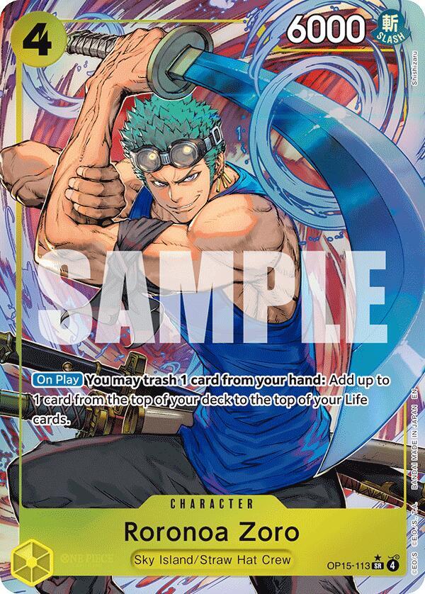 One Piece TCG OP15-113 Roronoa Zoro (OP15-113) (Alternate Art) SR Character NM