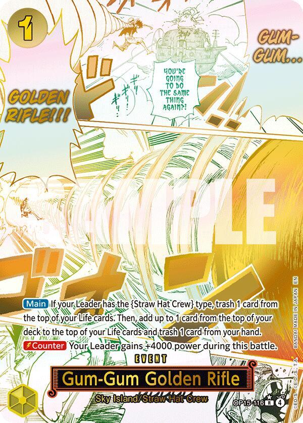 One Piece TCG OP15-116 Gum-Gum Golden Rifle (Alternate Art) R Event NM