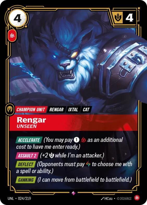 Riftbound TCG Unleashed #024/219 Rengar - Unseen Rare Foil