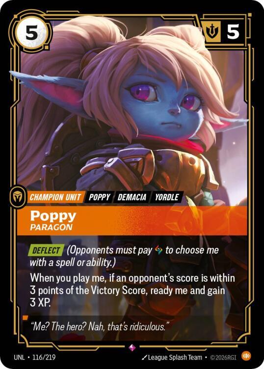 Riftbound TCG Unleashed #116/219 Poppy - Paragon Rare Foil