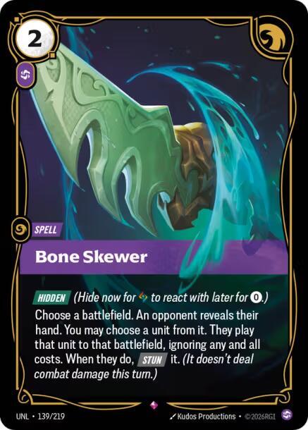 Riftbound TCG Unleashed #139/219 Bone Skewer Rare