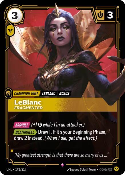 Riftbound TCG Unleashed #172/219 LeBlanc - Fragmented Rare