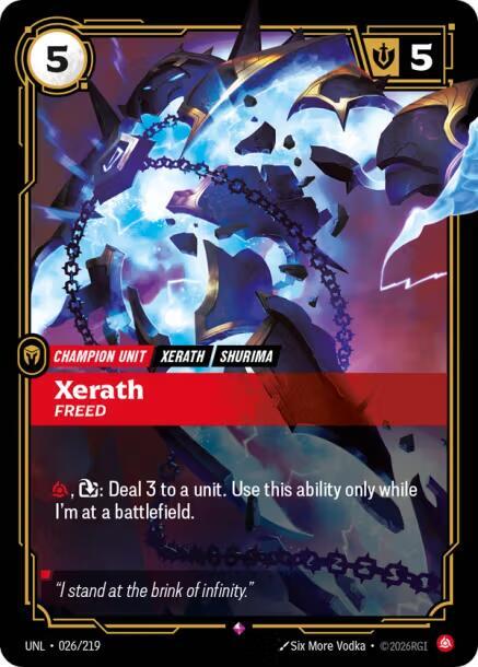 Riftbound TCG Unleashed #026/219 Xerath - Freed Rare Foil
