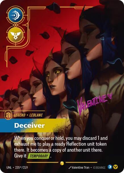 Riftbound TCG Unleashed #235*/219 LeBlanc - Deceiver (Signature) Showcase