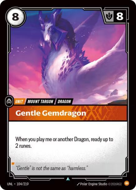 Riftbound TCG Unleashed #104/219 Gentle Gemdragon Uncommon