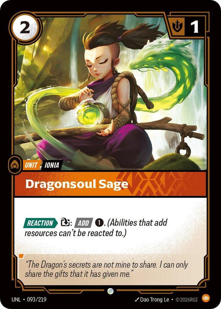 Riftbound TCG Unleashed #093/219 Dragonsoul Sage Common Foil