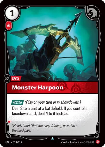 Riftbound TCG Unleashed #014/219 Monster Harpoon Uncommon
