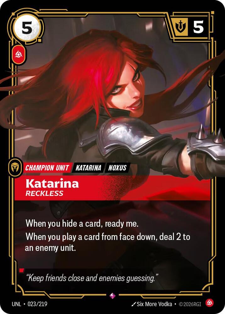 Riftbound TCG Unleashed #023/219 Katarina - Reckless Rare Foil