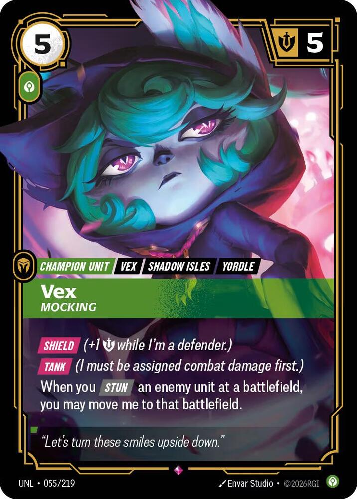 Riftbound TCG Unleashed #055/219 Vex - Mocking Rare Foil