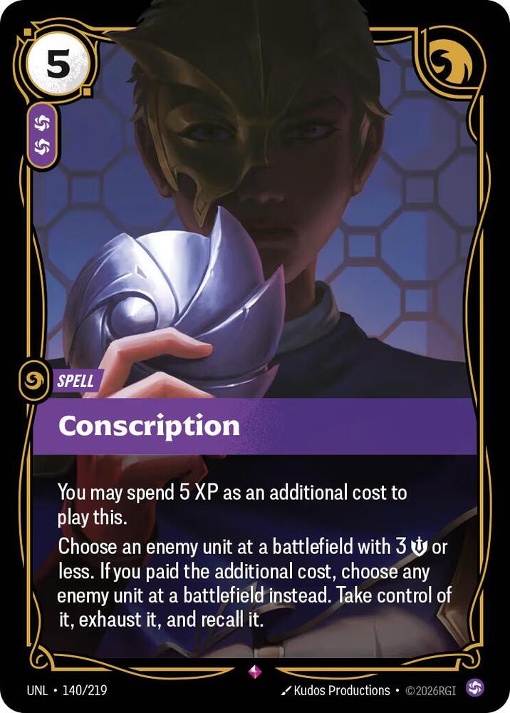 Riftbound TCG Unleashed #140/219 Conscription Rare Foil