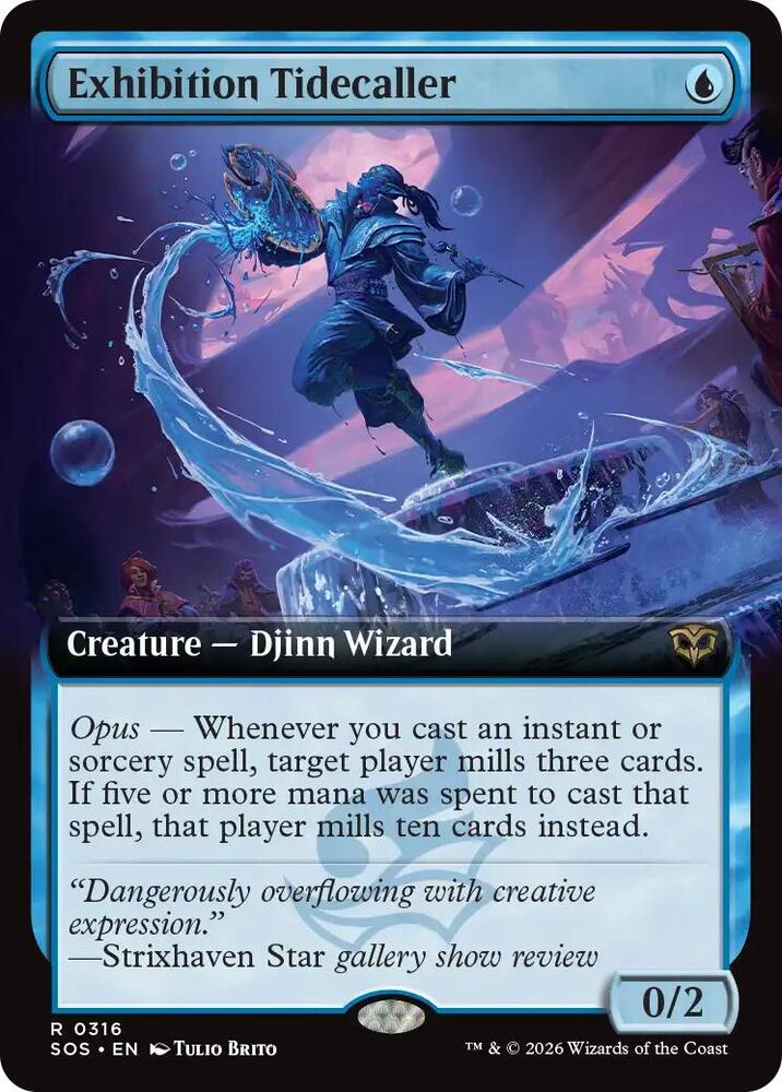MTG Secrets of Strixhaven 316 Exhibition Tidecaller (Extended Art) R NM