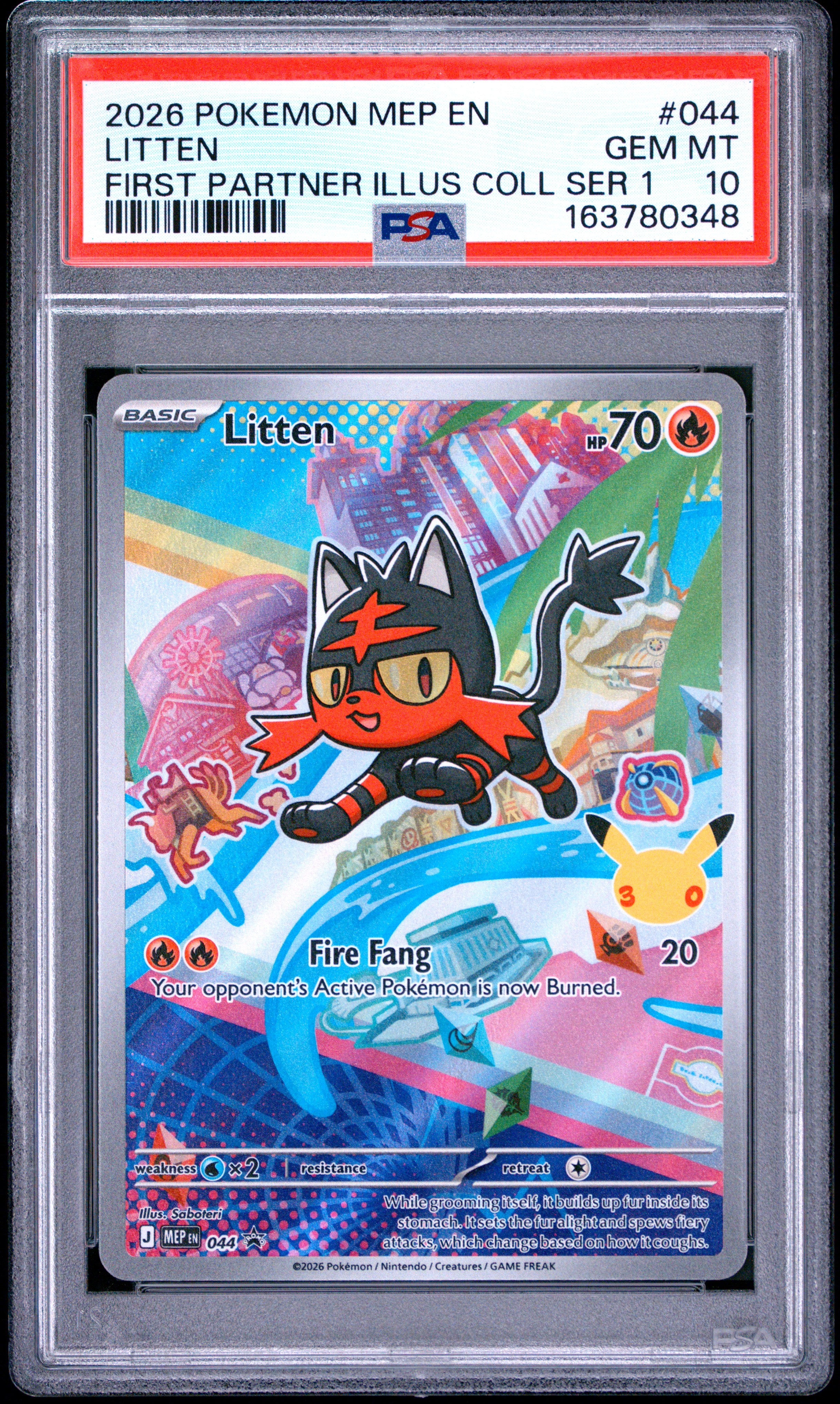 2026 Pokemon Black Star Promo #044 Litten First Partner Ser 1 PSA 10