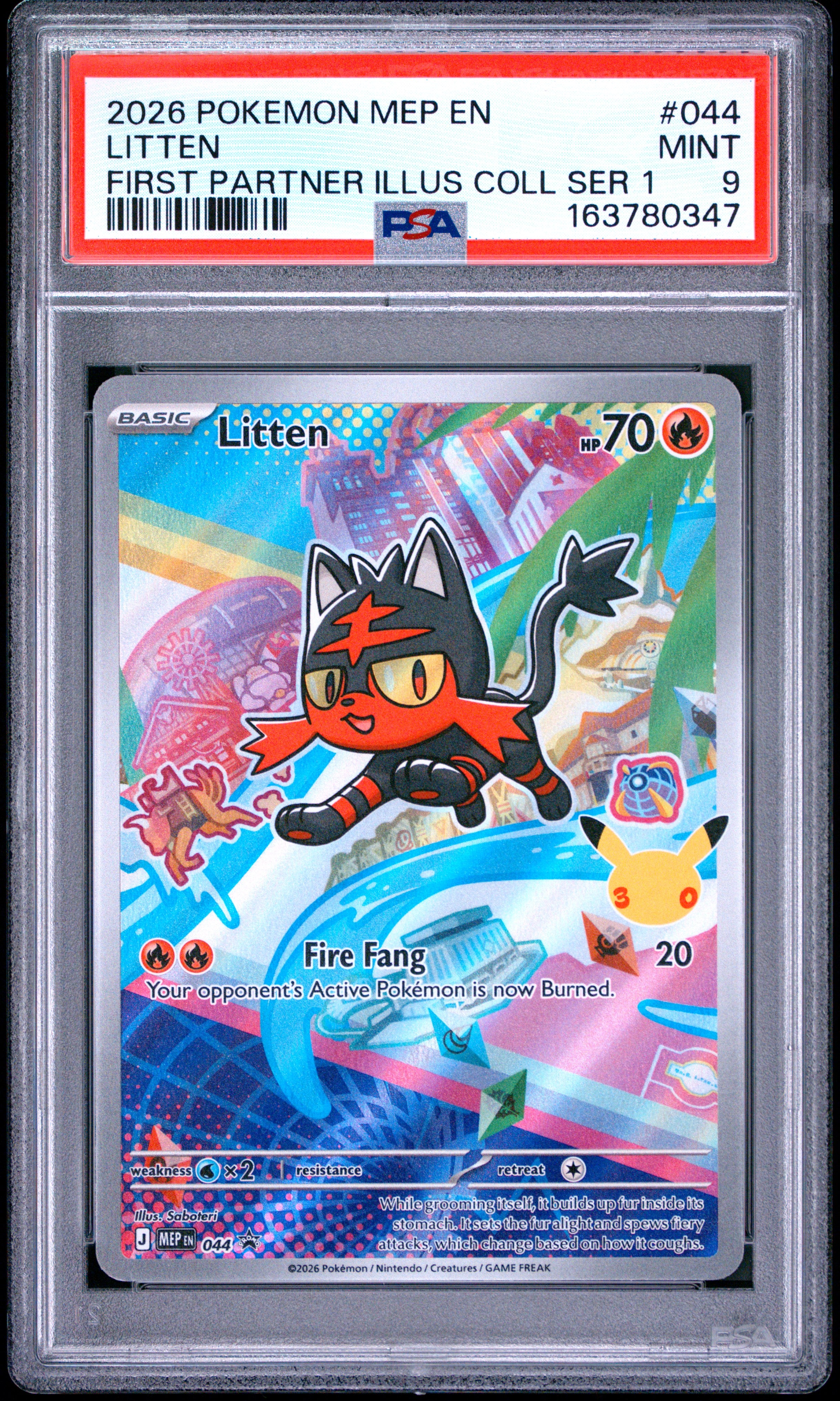 2026 Pokemon Black Star Promo #044 Litten First Partner Ser 1 PSA 9
