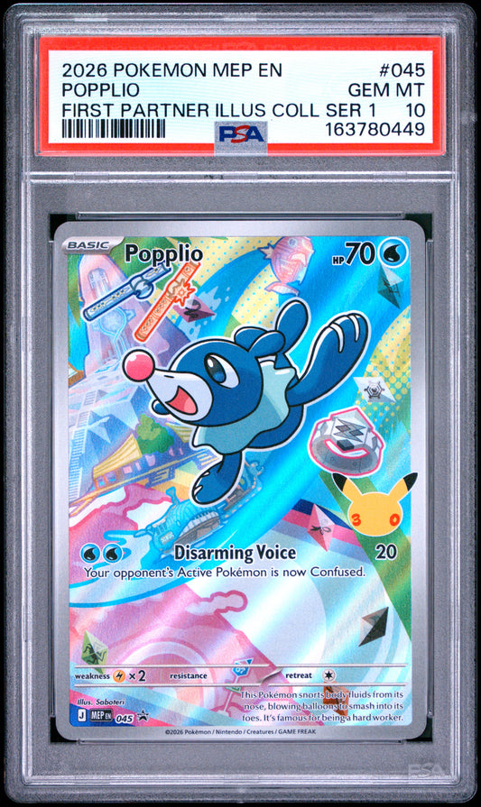 2026 Pokemon Black Star Promo #045 Popplio First Partner Ser 1 PSA 10