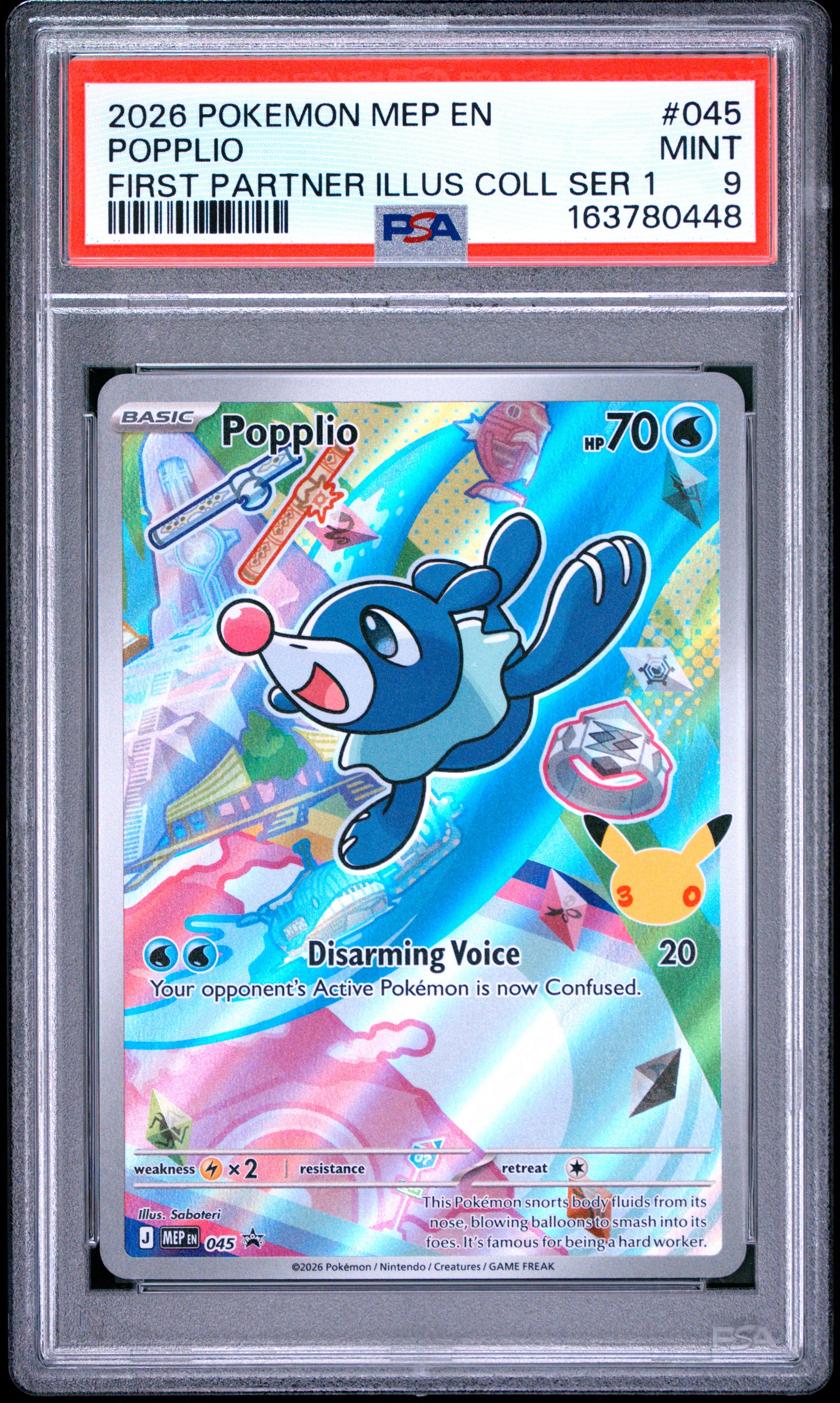 2026 Pokemon Black Star Promo #045 Popplio First Partner Ser 1 PSA 9