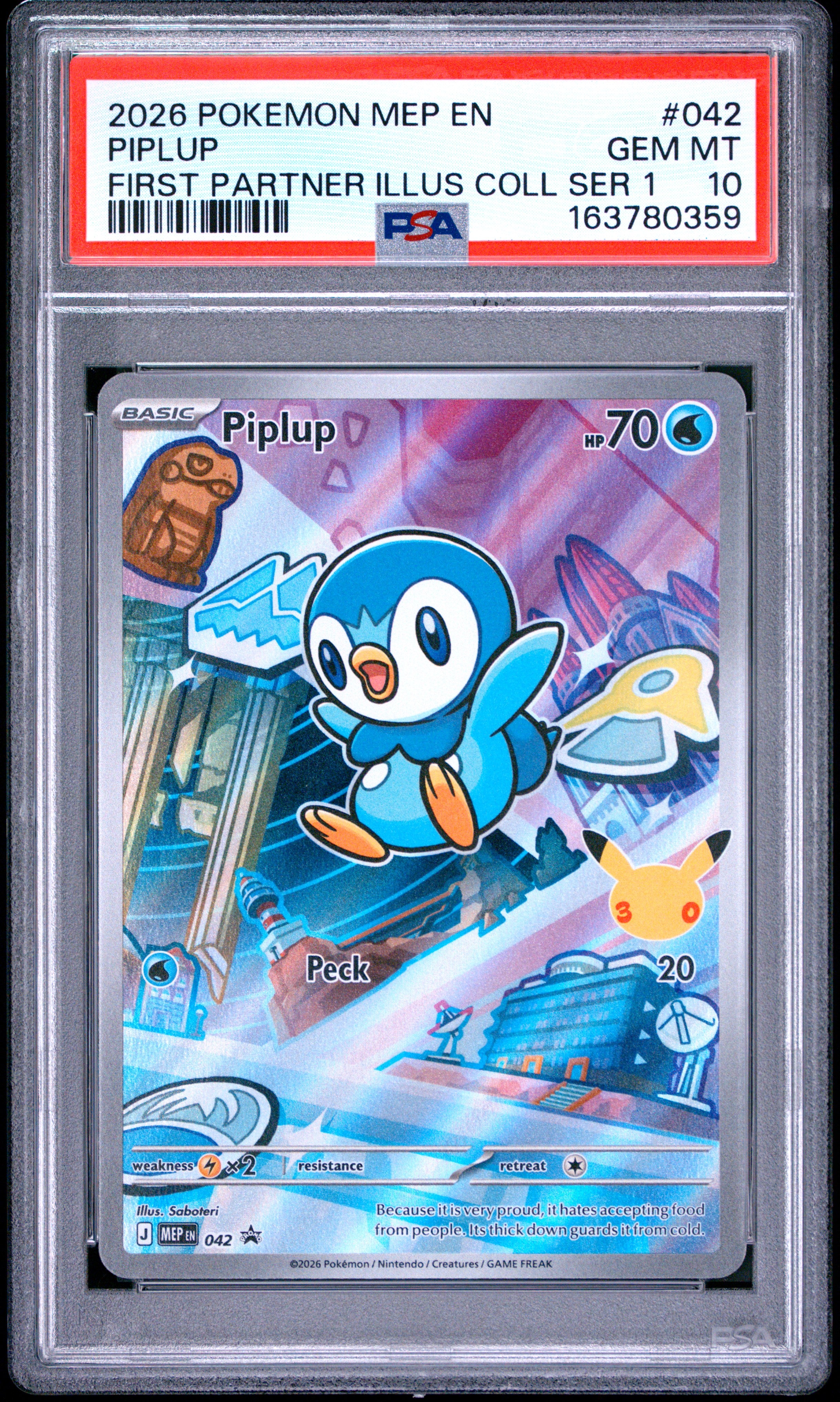 2026 Pokemon Black Star Promo #042 Piplup First Partner Ser 1 PSA 10