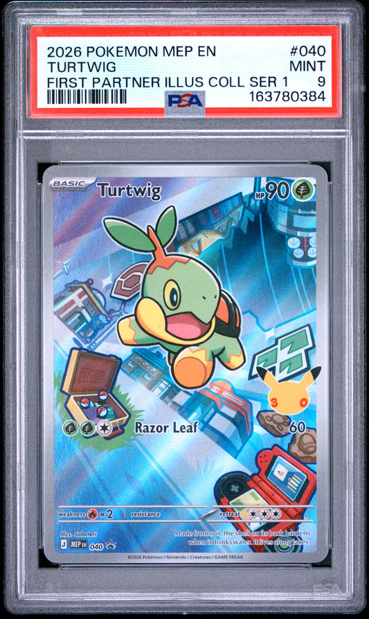 2026 Pokemon Black Star Promo #040 Turtwig First Partner Ser 1 PSA 9